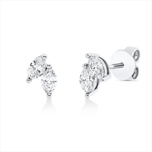 Ohrstecker 18 kt WG, 4 Nav. 0,68 ct, F-si