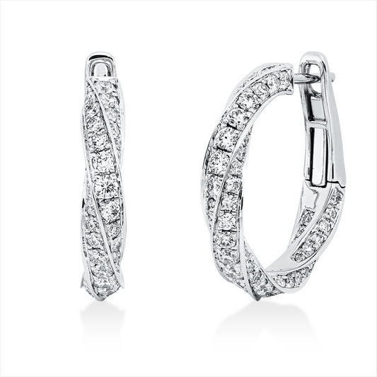 Creolen 18 kt WG, 50 Brill. 0,69 ct, TW-si, 26 Brill. 0,76 ct, TW-si, 118 Brill. 0,64 ct, TW-si