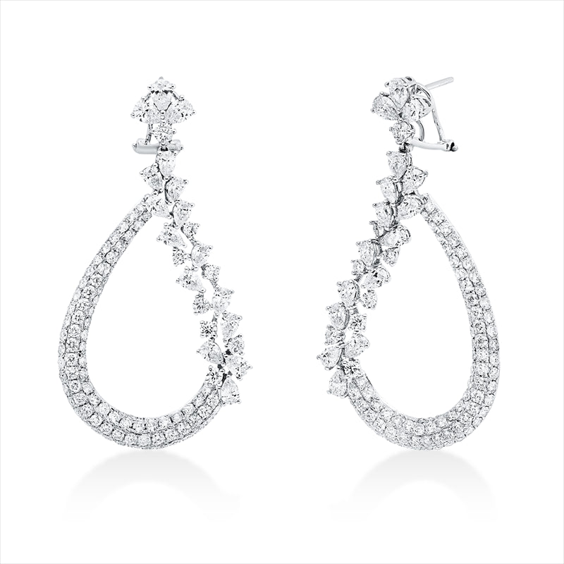 Ohrschmuck 18 kt WG, 182 Brill. 4,23 ct, TW-pi, 26 Tropfen 2,77 ct, TW-si, 6 Tropfen 1,03 ct, TW-si