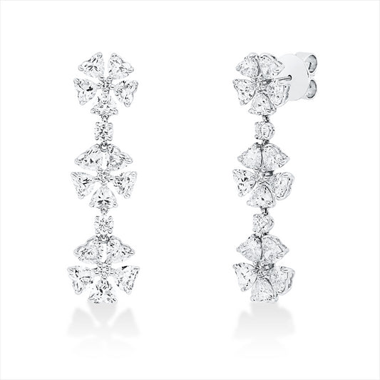 Ohrschmuck 18 kt WG, 6 Brill. 0,27 ct, F-vvs, 4 Brill. 0,50 ct, TW-vsi, 30 Herzschl. 7,39 ct, TW-vvs