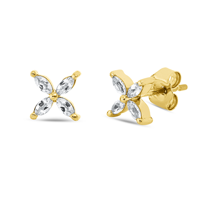 Ohrstecker 18 kt GG, 8 Topase 0,30 ct weiß