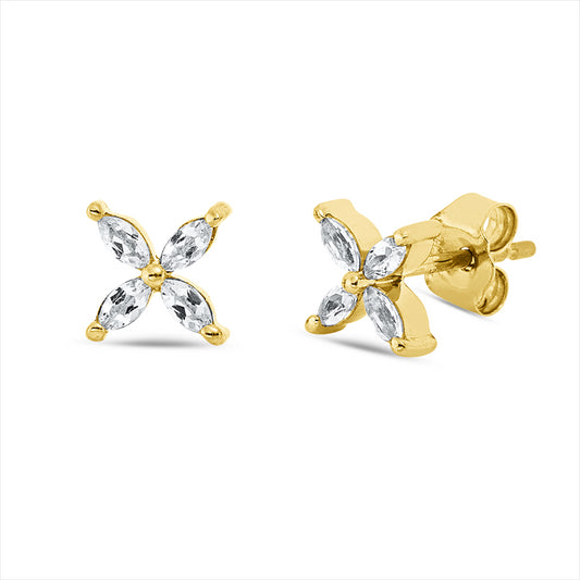 Ohrstecker 18 kt GG, 8 Topase 0,30 ct weiß