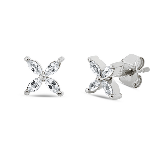 Ohrstecker 18 kt WG, 8 Topase 0,29 ct weiß