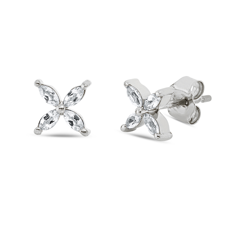 Ohrstecker 18 kt WG, 8 Topase 0,27 ct weiß