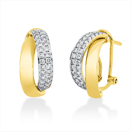 Creolen 18 kt GG+WG, 64 Brill. 0,66 ct, I-si