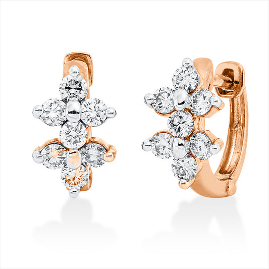Creolen 18 kt RG+WG, 14 Brill. 0,68 ct, I-si