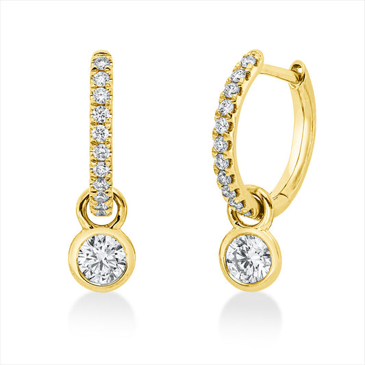 Creolen 18 kt GG, 2 Brill. 0,37 ct, TW-si, 24 Brill. 0,14 ct, TW-si