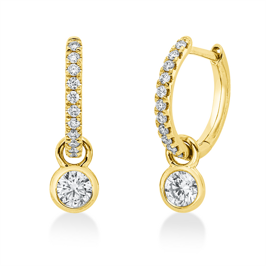 Creolen 18 kt GG, 2 Brill. 0,35 ct, TW-si, 24 Brill. 0,17 ct, TW-si