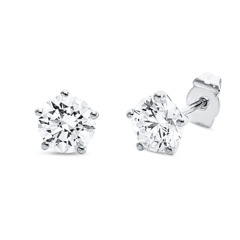 Ohrstecker 18 kt WG, GIA2486094265+GIA6501809256, 2 Brill. 3,00 ct, E-vs2
