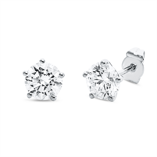 Ohrstecker 18 kt WG, GIA2486094265+GIA6501809256, 2 Brill. 3,00 ct, E-vs2