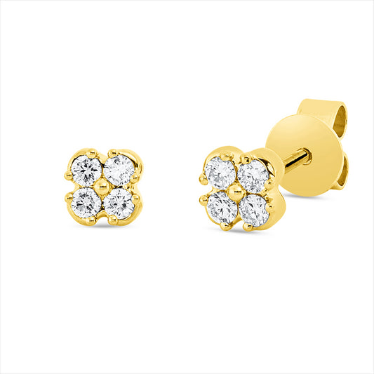 Ohrstecker 18 kt GG, 8 Brill. 0,16 ct, TW-si