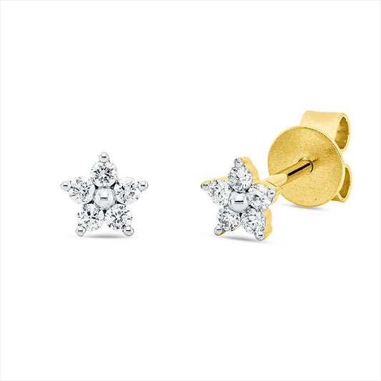 Ohrstecker 18 kt GG+WG, 10 Brill. 0,12 ct, TW-si