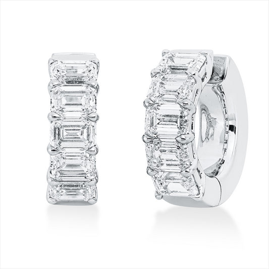 Creolen 18 kt WG, 10 Sm.schliff 3,03 ct, TW-vsi