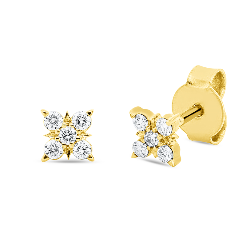Ohrstecker 18 kt GG, 10 Brill. 0,16 ct, TW-si