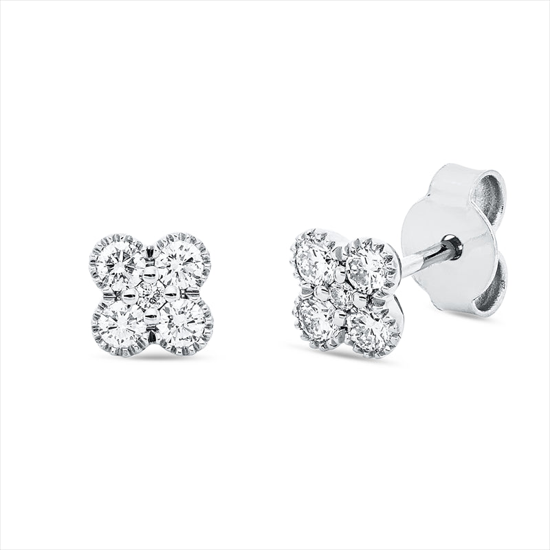 Ohrstecker 18 kt WG, 8 Brill. 0,34 ct, TW-si, 2 Brill. 0,02 ct, TW-si