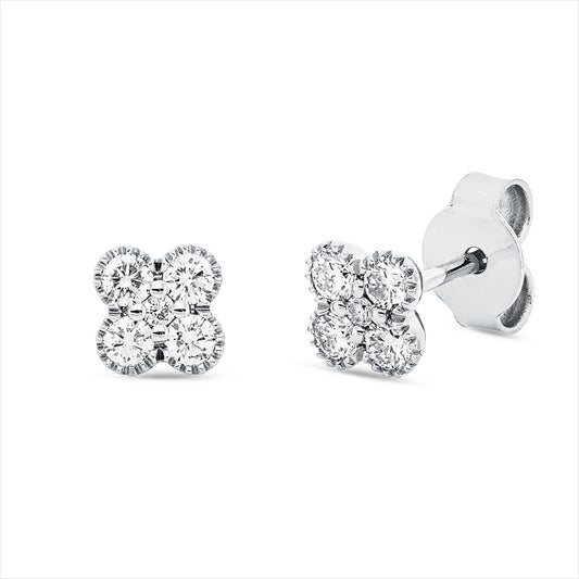 Ohrstecker 18 kt WG, 8 Brill. 0,34 ct, TW-si, 2 Brill. 0,02 ct, TW-si