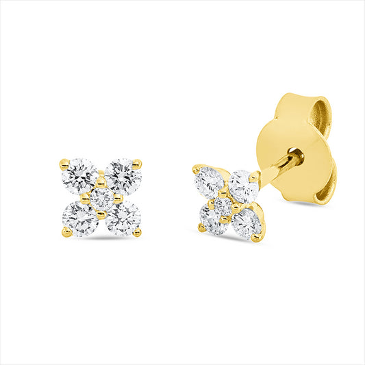 Ohrstecker 18 kt GG, 8 Brill. 0,27 ct, TW-si, 2 Brill. 0,02 ct, TW-si