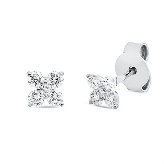 Ohrstecker 18 kt WG, 8 Brill. 0,27 ct, TW-si, 2 Brill. 0,02 ct, TW-si
