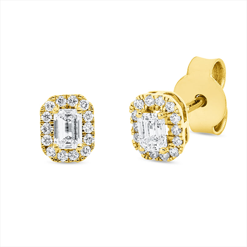 Ohrstecker 18 kt GG, 2 Sm.schliff 0,32 ct, TW-si, 28 Brill. 0,11 ct, TW-si
