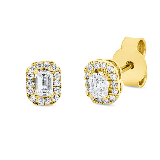 Ohrstecker 18 kt GG, 2 Sm.schliff 0,32 ct, TW-si, 28 Brill. 0,11 ct, TW-si
