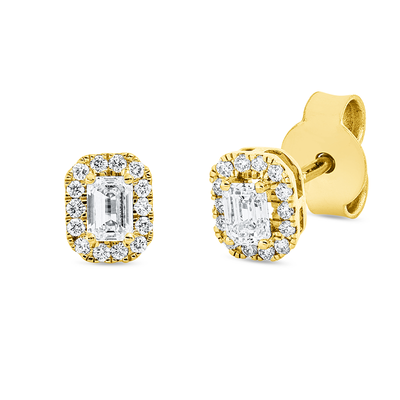Ohrstecker 18 kt GG, 2 Sm.schliff 0,32 ct, TW-si, 28 Brill. 0,11 ct, TW-si