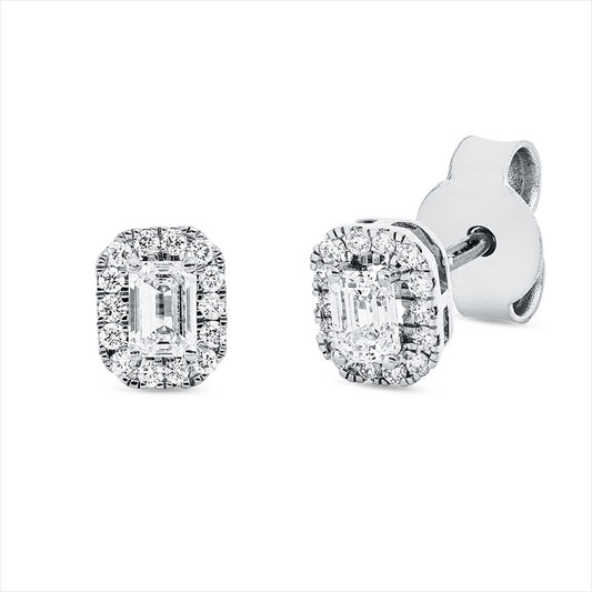 Ohrstecker 18 kt WG, 2 Sm.schliff 0,32 ct, TW-si, 28 Brill. 0,11 ct, TW-si
