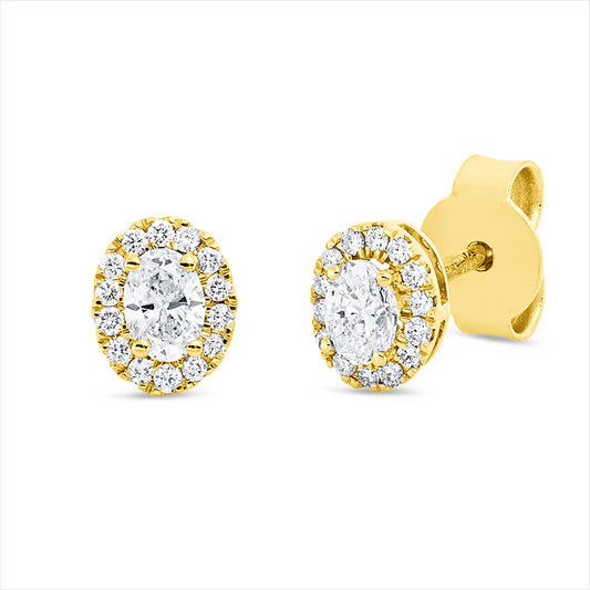 Ohrstecker 18 kt GG, 2 Oval 0,32 ct, TW-si, 28 Brill. 0,10 ct, TW-si