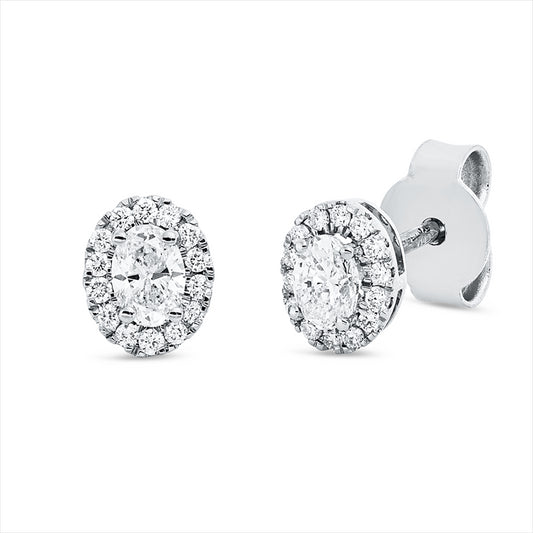 Ohrstecker 18 kt WG, 2 Oval 0,32 ct, TW-si, 28 Brill. 0,11 ct, TW-si