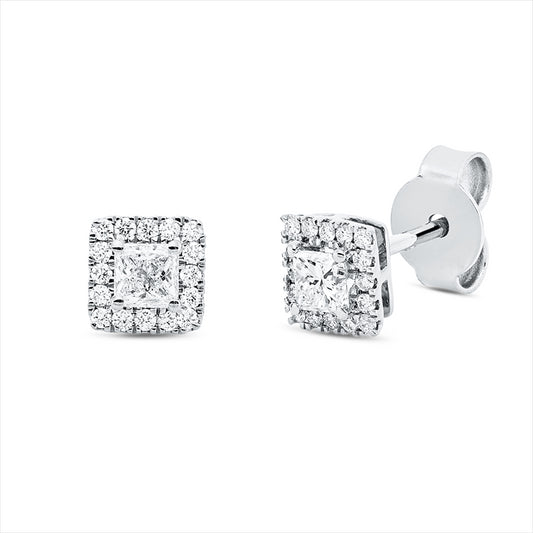 Ohrstecker 18 kt WG, 2 Princ. 0,31 ct, TW-si, 32 Brill. 0,13 ct, TW-si