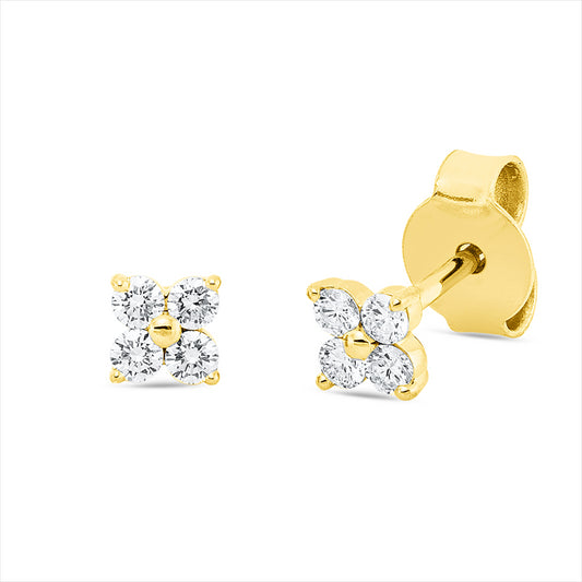 Ohrstecker 18 kt GG, 8 Brill. 0,20 ct, TW-si