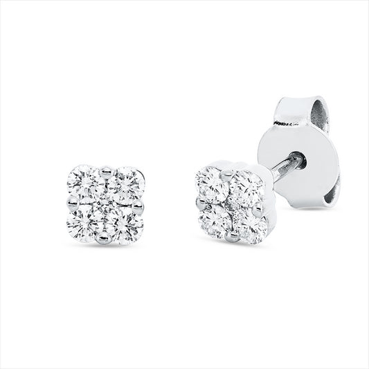 Ohrstecker 18 kt WG, 8 Brill. 0,34 ct, TW-si, 2 Brill. 0,04 ct, TW-si