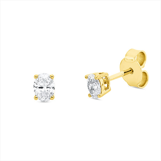 Ohrstecker 18 kt GG, 2 Oval 0,38 ct, TW-si
