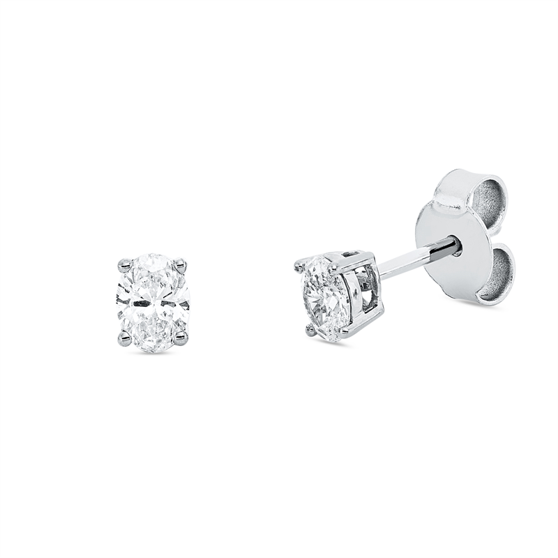 Ohrstecker 18 kt WG, 2 Oval 0,38 ct, TW-si