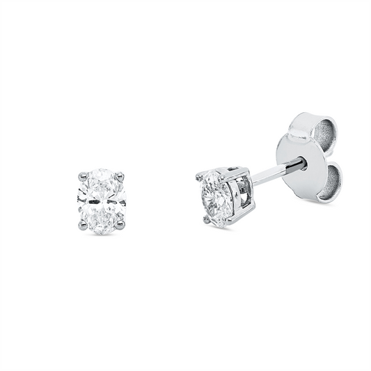 Ohrstecker 18 kt WG, 2 Oval 0,38 ct, TW-si