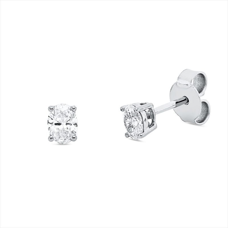 Ohrstecker 18 kt WG, 2 Oval 0,38 ct, TW-si