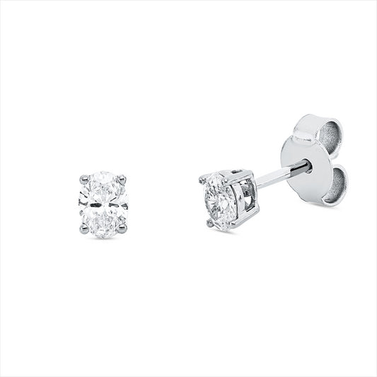 Ohrstecker 18 kt WG, 2 Oval 0,38 ct, TW-si
