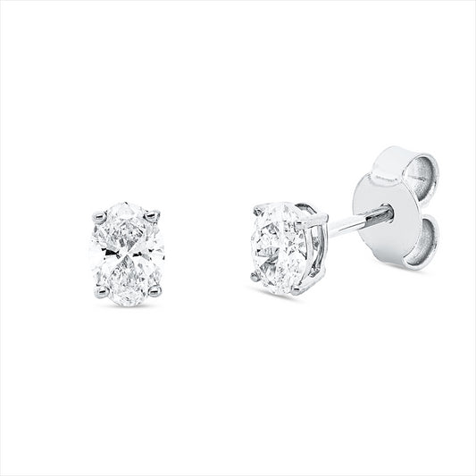 Ohrstecker 18 kt WG, GIA 1513979612, GIA 552353763, 1 Oval 0,31 ct, D-vs1, 1 Oval 0,32 ct, D-vs1