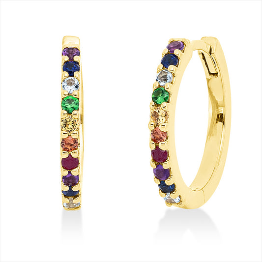 Creolen 18 kt GG, 20 Saphire 0,24 ct fancy