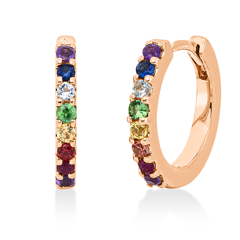 Creolen 18 kt RG, 16 Saphire 0,20 ct fancy