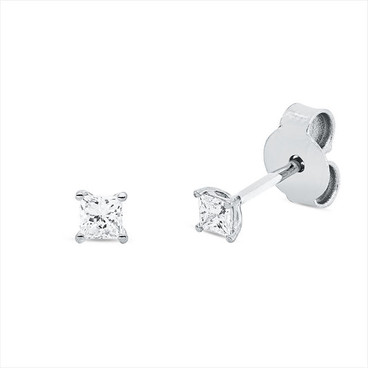 Ohrstecker 18 kt WG, 2 Princ. 0,20 ct, TW-si