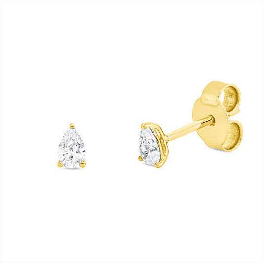 Ohrstecker 18 kt GG, 2 Tropfen 0,28 ct, TW-si
