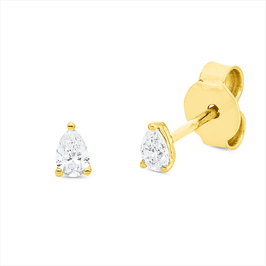 Ohrstecker 18 kt GG, 2 Tropfen 0,20 ct, TW-si