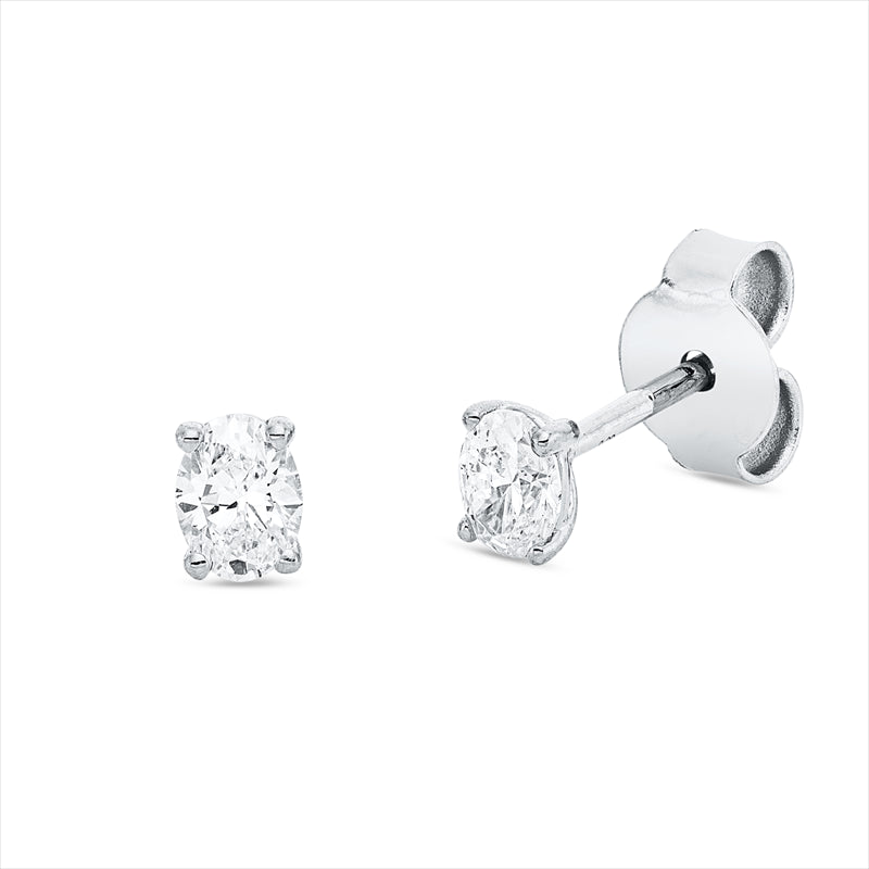 Ohrstecker 18 kt WG, 2 Oval 0,36 ct, TW-si