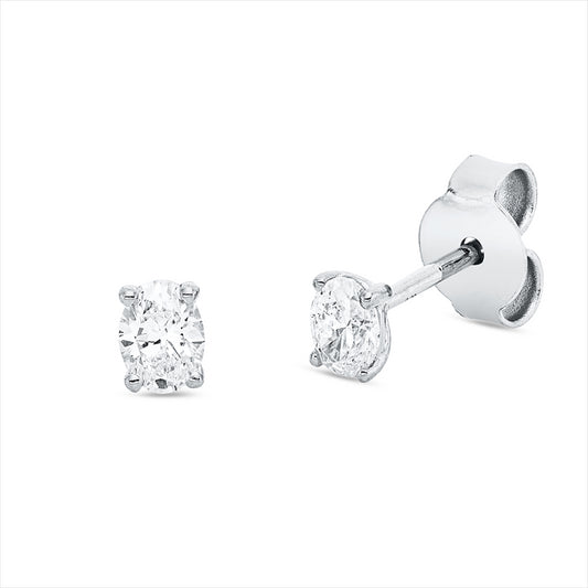 Ohrstecker 18 kt WG, 2 Oval 0,36 ct, TW-si