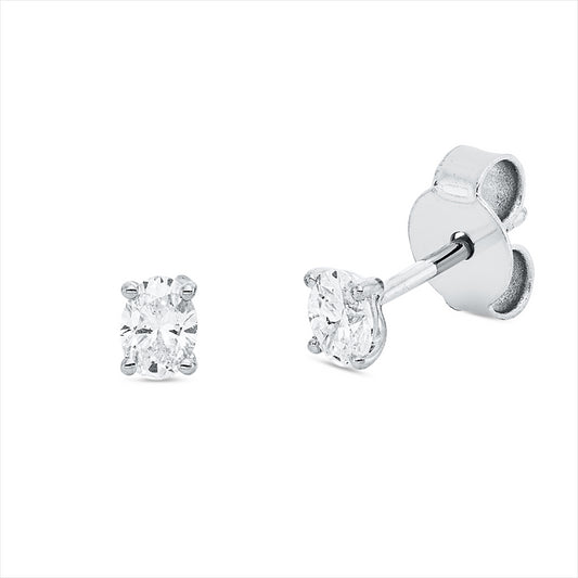 Ohrstecker 18 kt WG, 2 Oval 0,30 ct, TW-si