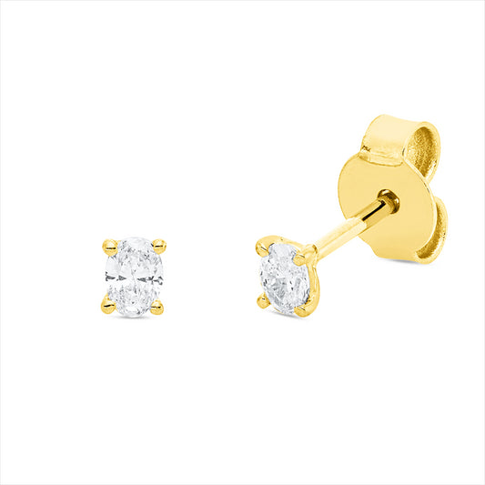 Ohrstecker 18 kt GG, 2 Oval 0,18 ct, TW-si