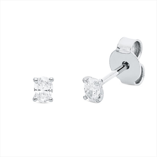 Ohrstecker 18 kt WG, 2 Oval 0,18 ct, TW-si