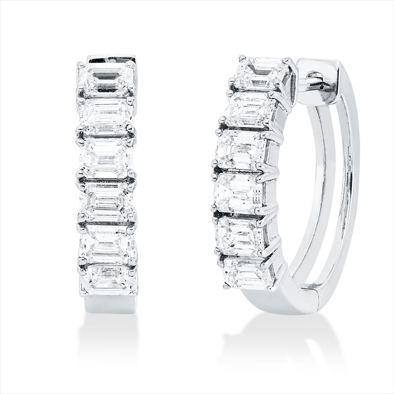 Creolen 18 kt WG, 12 Sm.schliff 1,63 ct, F-vsi/si