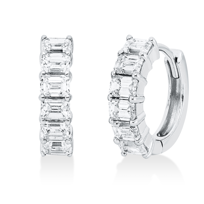 Creolen 18 kt WG, 12 Sm.schliff 1,26 ct, F-si