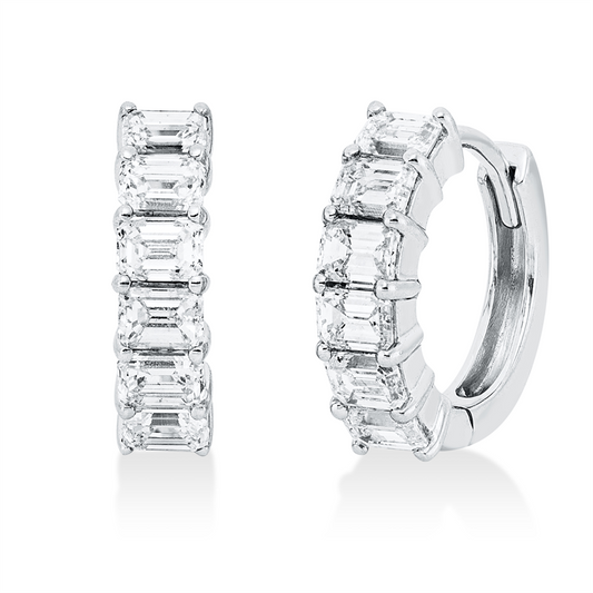 Creolen 18 kt WG, 12 Sm.schliff 1,26 ct, F-si